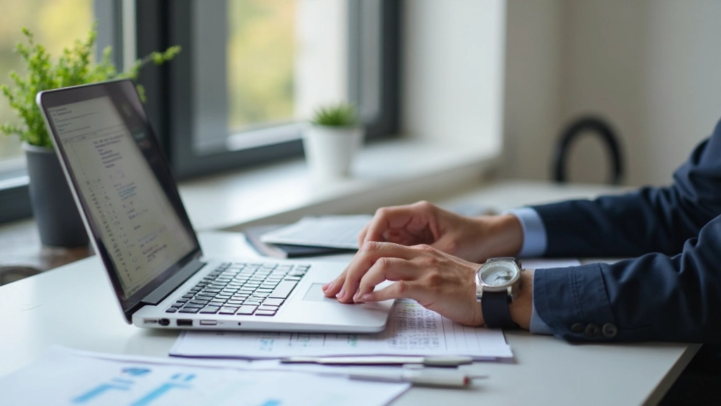 Professionele financieel adviseur die begroting analyseert met behulp van spreadsheets op kantoor