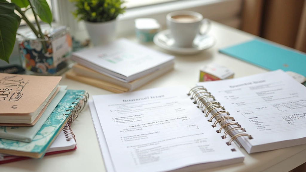 Boeken en notitieblokken met budgetteringshandleidingen en financiële tips